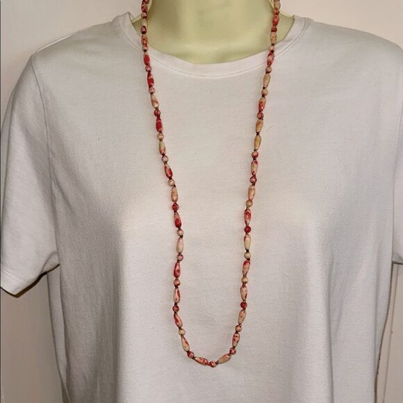 Pink and Cream Beaded Necklace - Picture 1 of 4